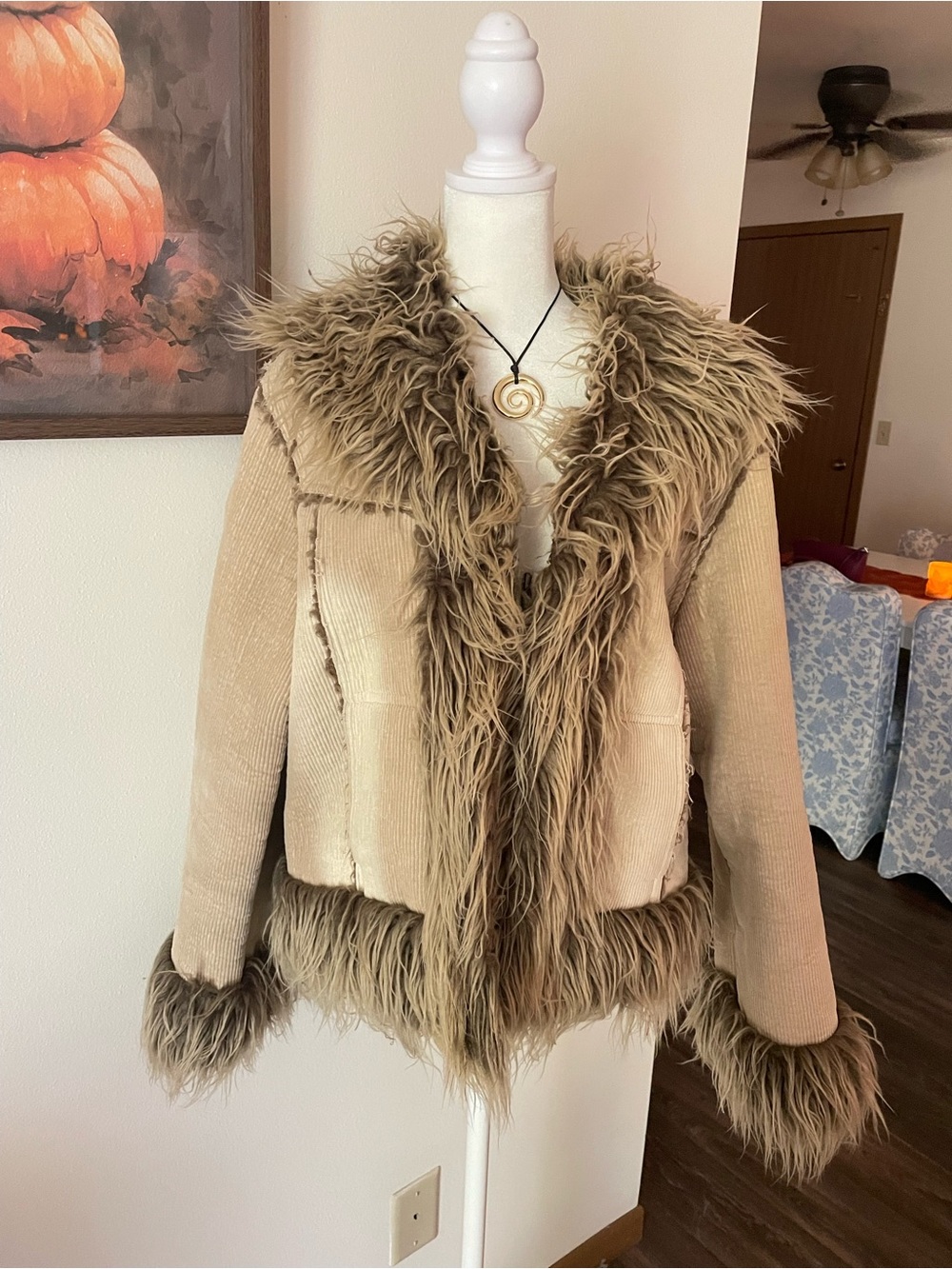 Regent Park Vintage Y2K Corduroy Penny Lane Faux Fur Jacket